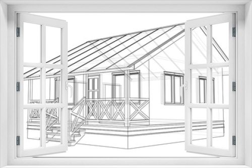 Fototapeta Naklejka Na Ścianę Okno 3D - Private house sketch. Vector