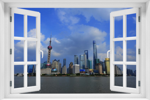 Fototapeta Naklejka Na Ścianę Okno 3D - Shanghai world financial center skyscrapers