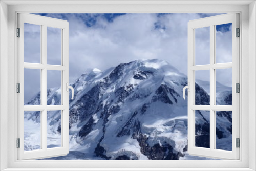 Fototapeta Naklejka Na Ścianę Okno 3D - Lyskamm at Monte Rosa massif, landscape of swiss alpine mountain range glacier in Alps, SWITZERLAND