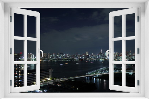 Fototapeta Naklejka Na Ścianę Okno 3D - Night view of Tokyo seen from Tokyo Bay