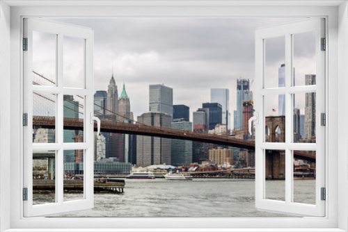 Fototapeta Naklejka Na Ścianę Okno 3D - Lower Manhattan Skyline and Brooklyn Bridge Panorama, NYC, USA