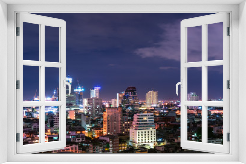 Fototapeta Naklejka Na Ścianę Okno 3D - night cityscape in metropolis