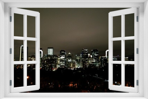 Fototapeta Naklejka Na Ścianę Okno 3D - Night view of downtown Calgary, Canada