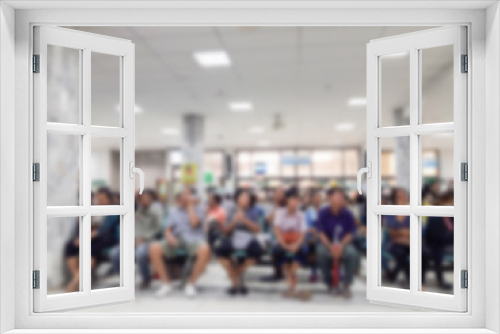 blurred background of asian patients waiting area in hospital or clinic.