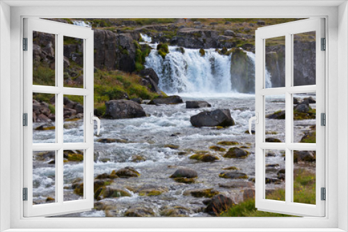 Fototapeta Naklejka Na Ścianę Okno 3D - Summer Iceland Landscape with a Waterfall