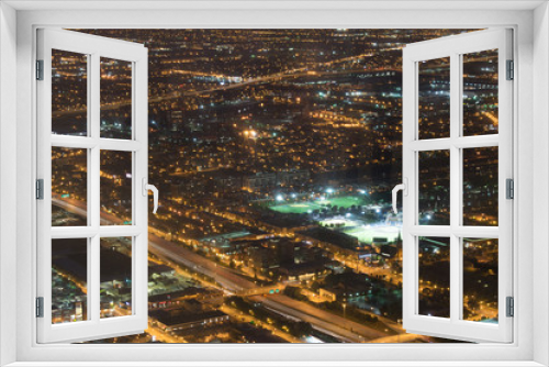 Fototapeta Naklejka Na Ścianę Okno 3D - City at night Chicago, aerial photography, city scape