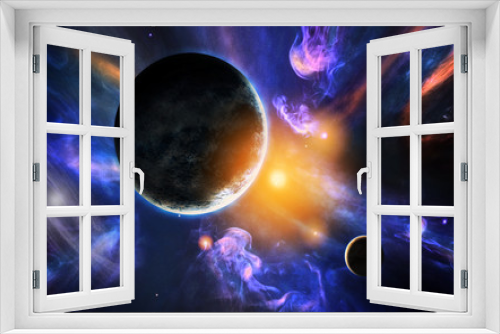 Fototapeta Naklejka Na Ścianę Okno 3D - Space. Sci fi. A stars, planets, nebulas.