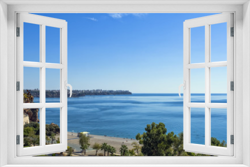 Fototapeta Naklejka Na Ścianę Okno 3D - Panoramic view on Antalya city and Mediterranean Sea from the Beach park. Antalya, Turkey