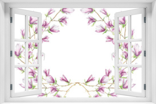 Fototapeta Naklejka Na Ścianę Okno 3D - aquarele birthday blooming bouquet card colorful design elements fashion frame leaf nature paper pink spring watercolour