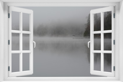 Fototapeta Naklejka Na Ścianę Okno 3D - Fog on mountain lake
