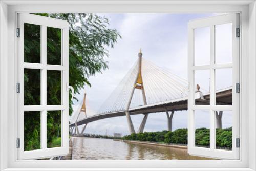 Fototapeta Naklejka Na Ścianę Okno 3D - Rama Bridge : ラマ１世ブリッジ・バンコク