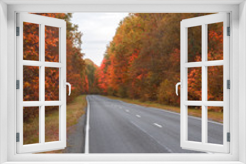Fototapeta Naklejka Na Ścianę Okno 3D - Autumn road
