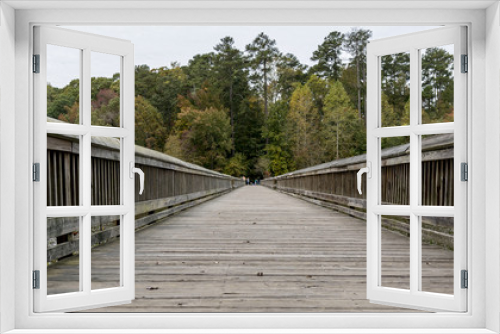 Fototapeta Naklejka Na Ścianę Okno 3D - Wooden Bridge with fall color