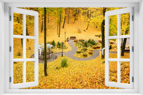 Fototapeta Naklejka Na Ścianę Okno 3D - beautiful golden autumn in the city park