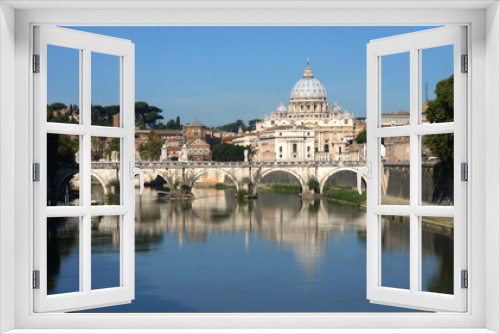 Fototapeta Naklejka Na Ścianę Okno 3D - St. Peters Across the Tiber River, Rome