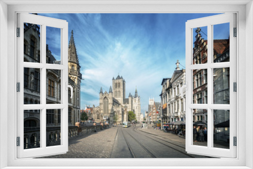 Fototapeta Naklejka Na Ścianę Okno 3D - Historic houses in Ghent, Belgium
