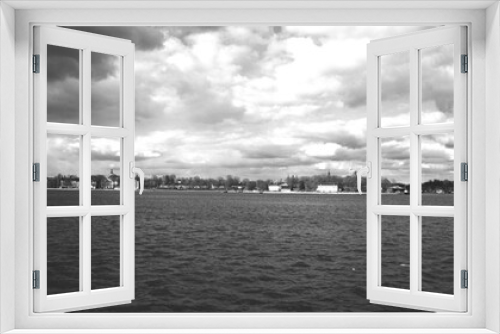 Fototapeta Naklejka Na Ścianę Okno 3D - Stockholm panorama depuis Södermalm en noir et blanc