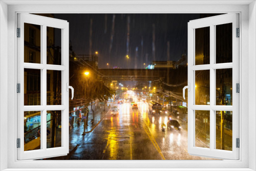 Fototapeta Naklejka Na Ścianę Okno 3D - Landscape of road when raining