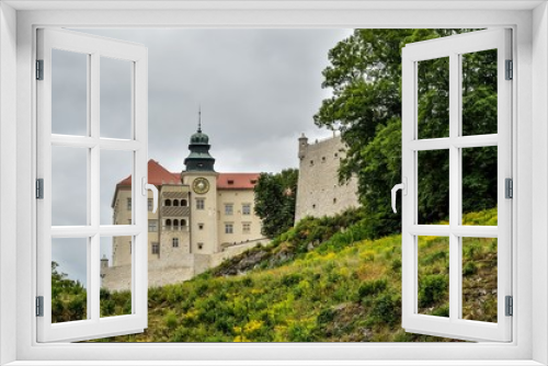 Beautiful historic castle. Castle in Pieskowa Skala in Poland.