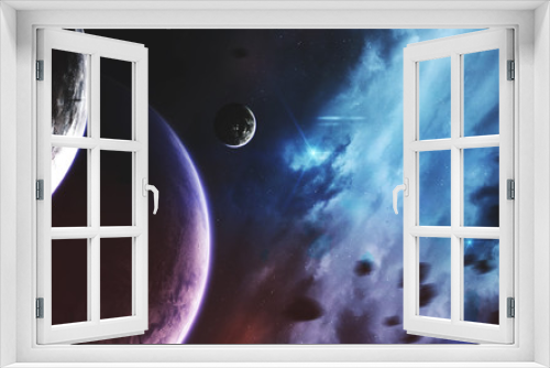 Fototapeta Naklejka Na Ścianę Okno 3D - Unexplored planets of faraway space. Deep space image, science fiction fantasy in high resolution ideal for wallpaper and print. Elements of this image furnished by NASA