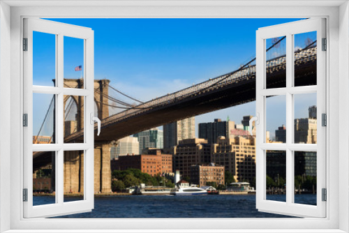Fototapeta Naklejka Na Ścianę Okno 3D - Brooklyn bridge at golden hour