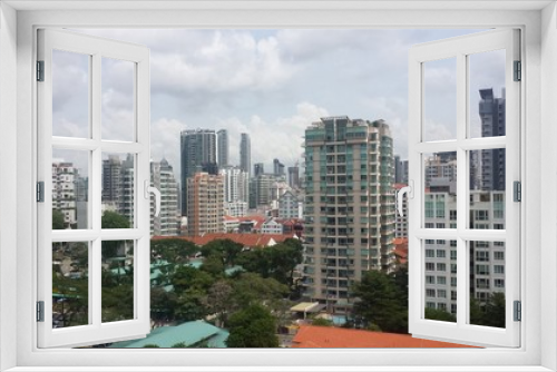 Fototapeta Naklejka Na Ścianę Okno 3D - Top view of Singapore city with big building and sky and trees