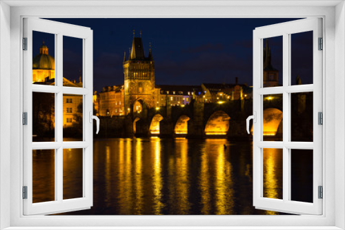 Fototapeta Naklejka Na Ścianę Okno 3D - Night Prague