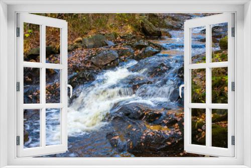 Fototapeta Naklejka Na Ścianę Okno 3D - Small stream waterfall in Norway. Autumn colors.