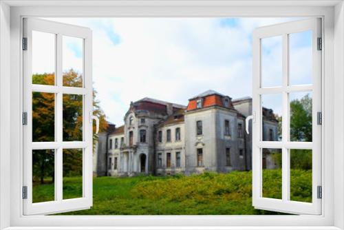 Fototapeta Naklejka Na Ścianę Okno 3D - Abandoned palace in Belarus (Zheludok, Grodno region), built in the early twentieth century, example of Art Nouveau style