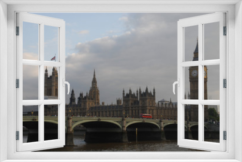 Fototapeta Naklejka Na Ścianę Okno 3D - Westminster bridge, Palace of Westminster, and Big Ben at sunset