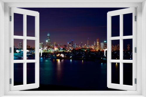 Fototapeta Naklejka Na Ścianę Okno 3D - Chicago Nightscape