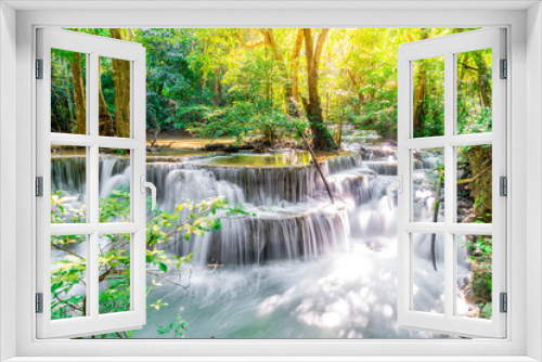 Fototapeta Naklejka Na Ścianę Okno 3D - Huay Mae Kamin Waterfall at Kanchanaburi in Thailand