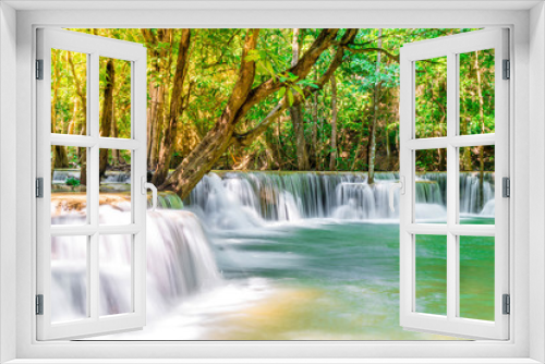Fototapeta Naklejka Na Ścianę Okno 3D - Huay Mae Kamin Waterfall at Kanchanaburi in Thailand