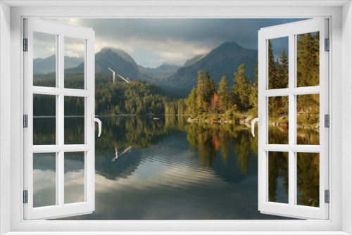 Fototapeta Naklejka Na Ścianę Okno 3D - Szczyrbskie Jezioro - widok na Solisko