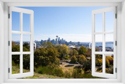 Fototapeta Naklejka Na Ścianę Okno 3D - Vancouver Skyline von weiten. Fotografiert von einem Berg
