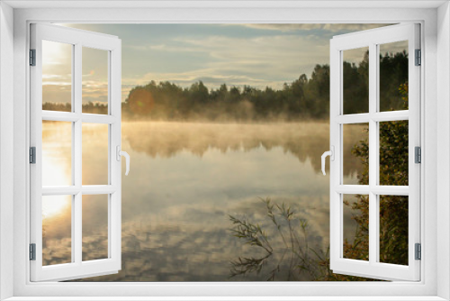Fototapeta Naklejka Na Ścianę Okno 3D - Sunrise over a misty Estonian Lake