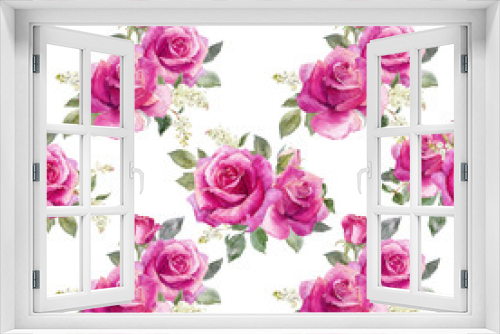 Fototapeta Naklejka Na Ścianę Okno 3D - Watercolor floral vector pattern