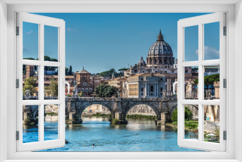 Fototapeta Naklejka Na Ścianę Okno 3D - Saint Peter's dome seen from Tiber river
