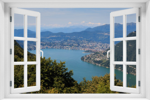 Fototapeta Naklejka Na Ścianę Okno 3D - Lugano dalla valle d'Intelvi