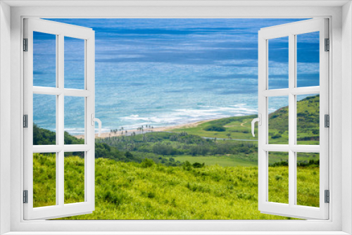 Fototapeta Naklejka Na Ścianę Okno 3D - View from Cherry Tree Hill to tropical coast of  caribbean island Barbados