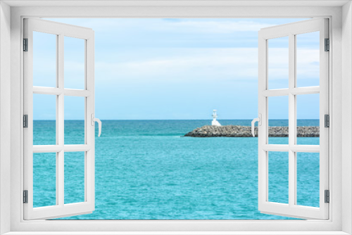 Fototapeta Naklejka Na Ścianę Okno 3D - View seascape wit Lighthouse and blue sky