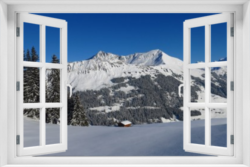 Fototapeta Naklejka Na Ścianę Okno 3D - Gifer and Lauenenhorn. Snow covered mountains near Gstaad, Switzerland.