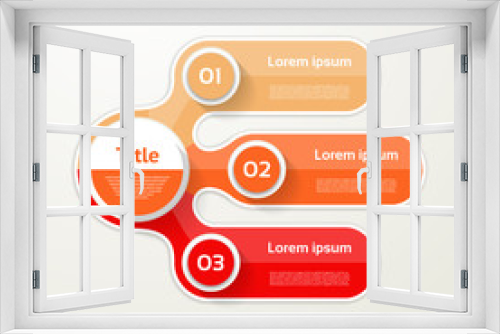 Three elements banner. 3 steps design, chart, infographic, step by step number option, layout.