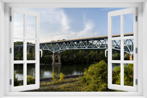 Fototapeta Naklejka Na Ścianę Okno 3D - Scenic View of Brownsville High Level Bridge - US 40 - Monongahela River - Brownsville, Pennsylvania