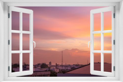 Fototapeta Naklejka Na Ścianę Okno 3D - Cityscape view and twilight background