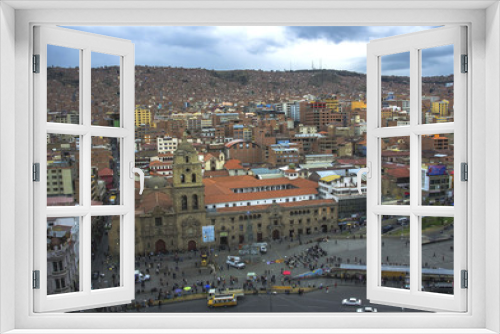 Fototapeta Naklejka Na Ścianę Okno 3D - LA PAZ, BOLIVIA - DESEMBER 12, 2016: Central square of La Paz. Landscape of general view in La Paz, Bolivia