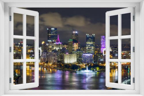 Fototapeta Naklejka Na Ścianę Okno 3D - City of Steel - Pittsburgh, Pennsylvania at Night