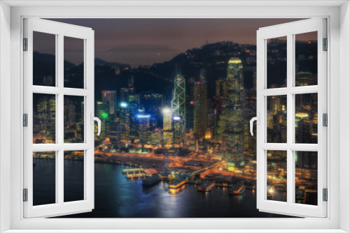 Fototapeta Naklejka Na Ścianę Okno 3D - Hong Kong Skyline at Night