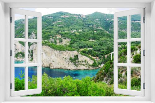 Fototapeta Naklejka Na Ścianę Okno 3D - paleokastritsa blue lagoons coast landscape ionian sea on Corfu island