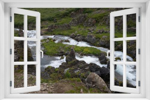 Fototapeta Naklejka Na Ścianę Okno 3D - Landschaft rund um den Dynjandi-Wasserfall in den Westfjorden, Island